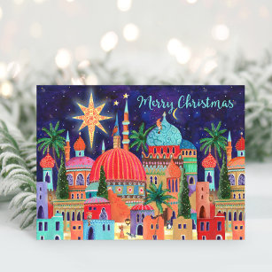 Oriental City Religious Christmas Holiday Postcard