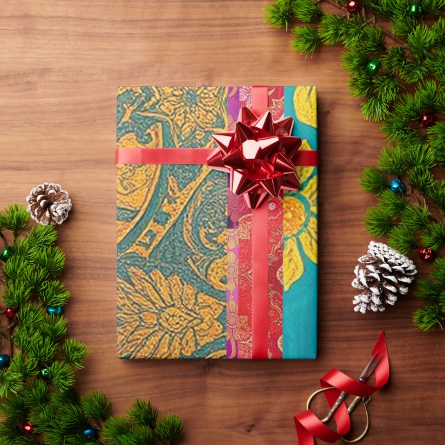 ORIENTAL Colourful Green Red - Wrapping Paper (Holiday Gift)