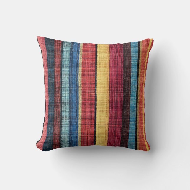 Oriental Colourful Turkish Kilim Striped Patterns Cushion (Front)