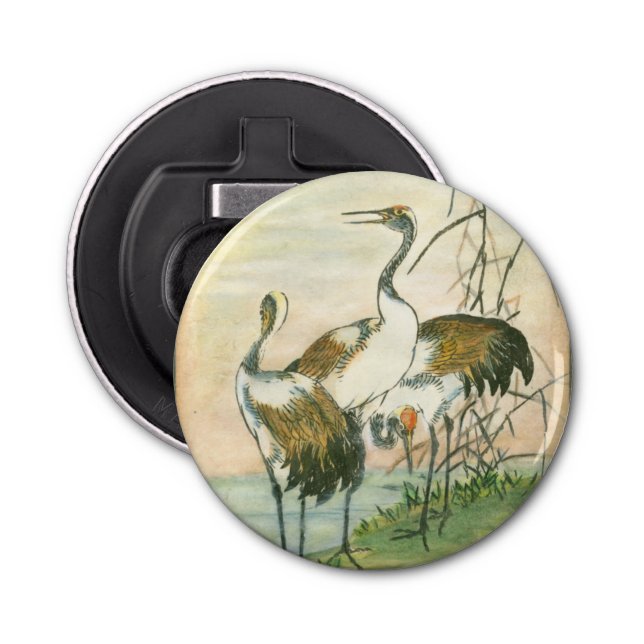 Oriental Cranes by the Water Bottle Opener (Front)
