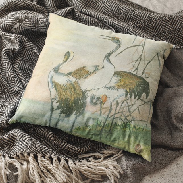 Oriental Cranes by the Water Cushion (Creator Uploaded)