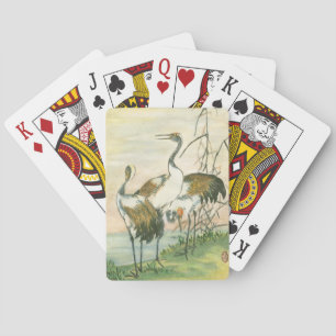 Oriental Cranes by the Water Playing Cards
