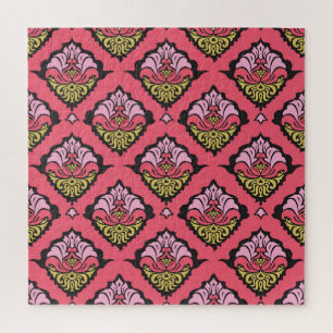Oriental Damask Floral Seamless Wallpaper Jigsaw Puzzle