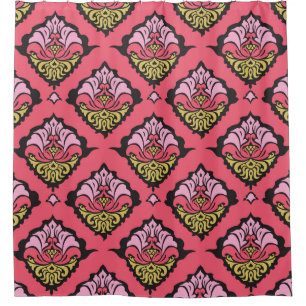 Oriental Damask Floral Seamless Wallpaper Shower Curtain