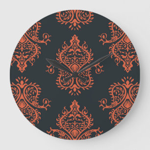 Oriental damask: Mediterranean vintage pattern. Large Clock