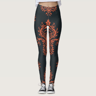Oriental damask: Mediterranean vintage pattern. Leggings