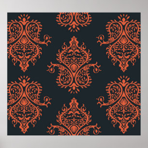 Oriental damask: Mediterranean vintage pattern. Poster