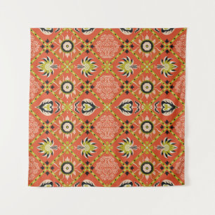 Oriental damask pattern. Talavera pottery. Azulejo Tapestry