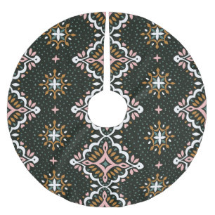Oriental Damask: Vintage Talavera Mosaic. Brushed Polyester Tree Skirt