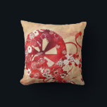 Oriental Design in Red, Maroon, and Cream Pillow<br><div class="desc">Detailed Oriental design in red, rust and cream. Flowers and ribbons.</div>