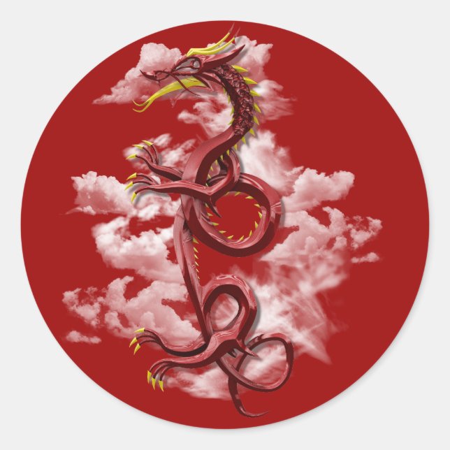 Oriental dragon classic round sticker (Front)