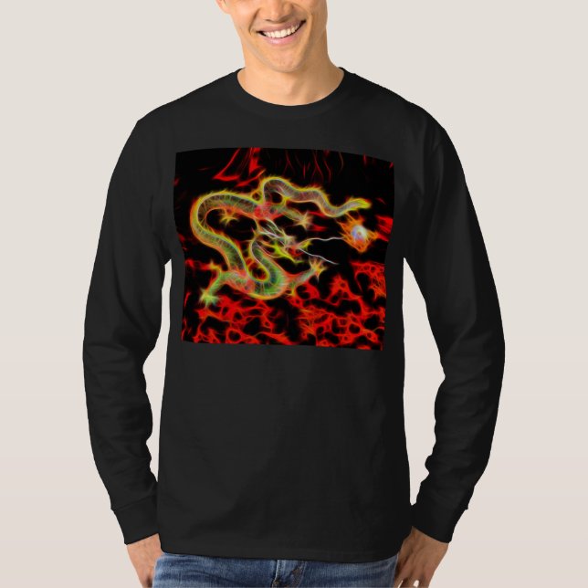 Oriental Dragon Fire on Lucky Energy T-Shirt (Front)