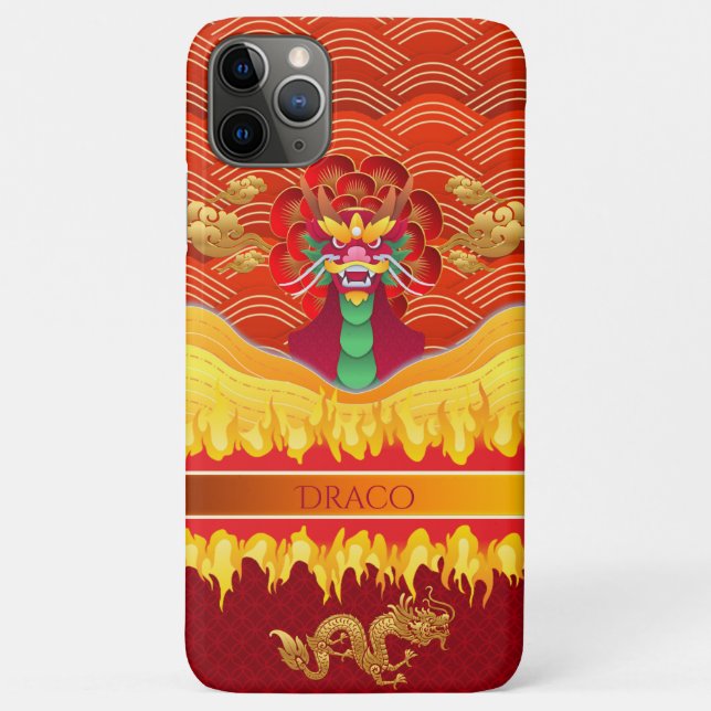 Oriental Dragon /w Gold Cloud & Fire Case-Mate iPhone Case (Back)