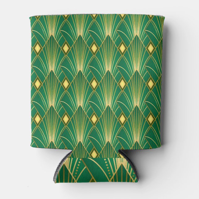 Oriental Elegance: Art Deco Wallpaper Can Cooler (Front)