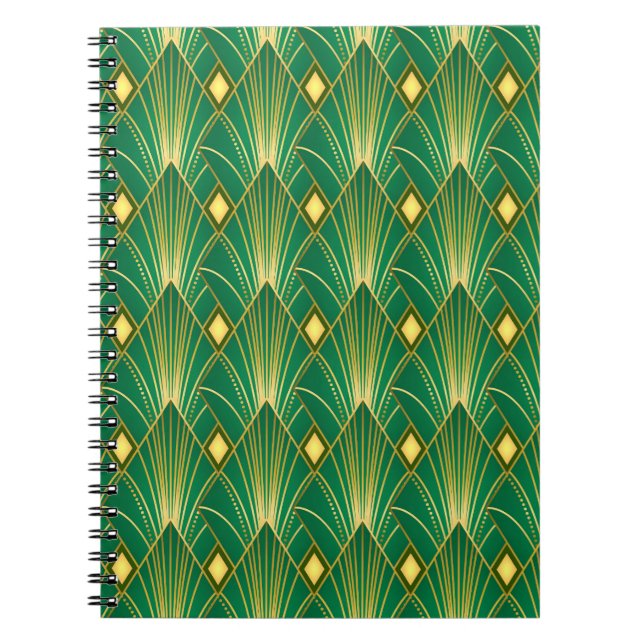 Oriental Elegance: Art Deco Wallpaper Notebook (Front)