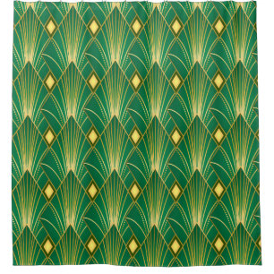 Oriental Elegance: Art Deco Wallpaper Shower Curtain
