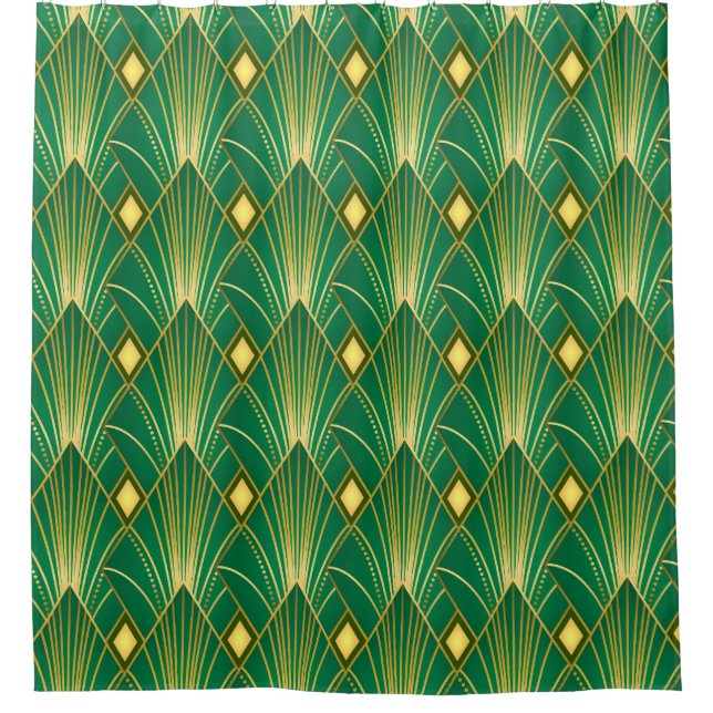 Oriental Elegance: Art Deco Wallpaper Shower Curtain (Front)