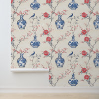 Oriental Elegance: Blue Porcelain and Blossoms
