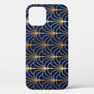 Oriental Elegance: Golden Fan Pattern iPhone 12 Case