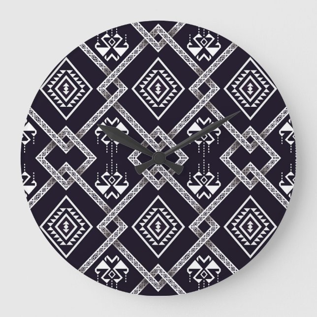 Oriental ethnic, traditional seamless background. large clock (Front)