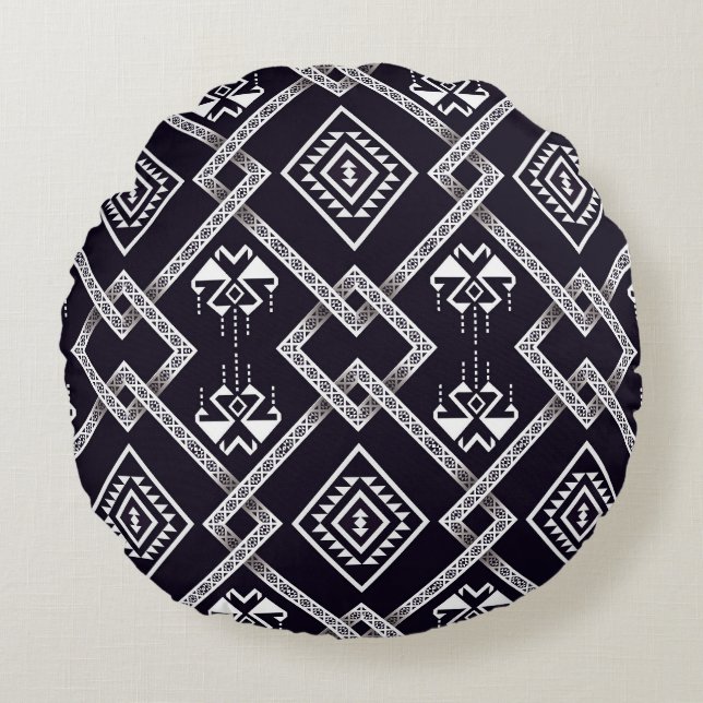 Oriental ethnic, traditional seamless background. round cushion (Front)