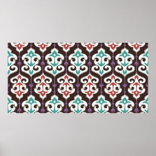 Oriental fabric ornament seamless pattern poster
