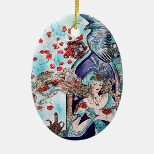 ORIENTAL FAIRY TALE Blue Sapphire Ceramic Tree Decoration (Front)