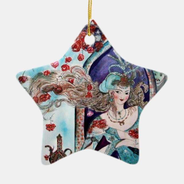 ORIENTAL FAIRY TALE Blue Sapphire Star Ceramic Tree Decoration (Front)