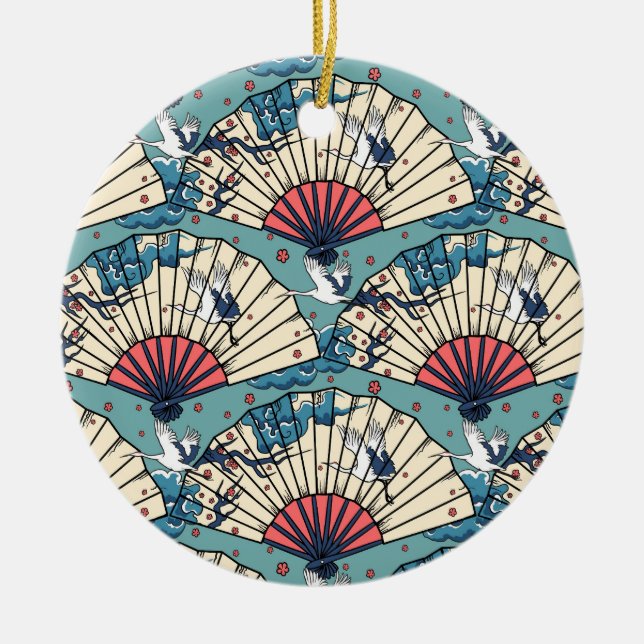 Oriental FanTasy Ceramic Tree Decoration (Front)