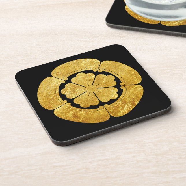 Oriental Faux Gold Oda Japan Mon Oriental Art Coaster (Left Side)