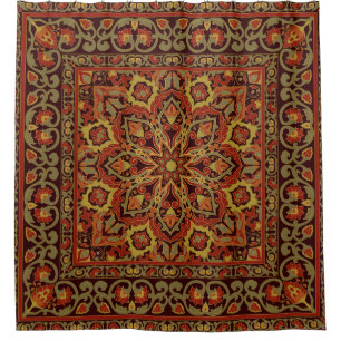 Oriental floral ornament with frame. Pattern with  Shower Curtain