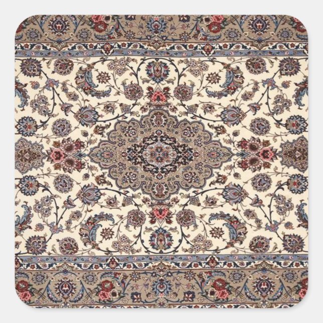 Oriental Floral  Persian  Carpet  Pattern Square Sticker (Front)