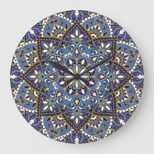 Oriental Floral: Vintage Carpet Large Clock (Front)