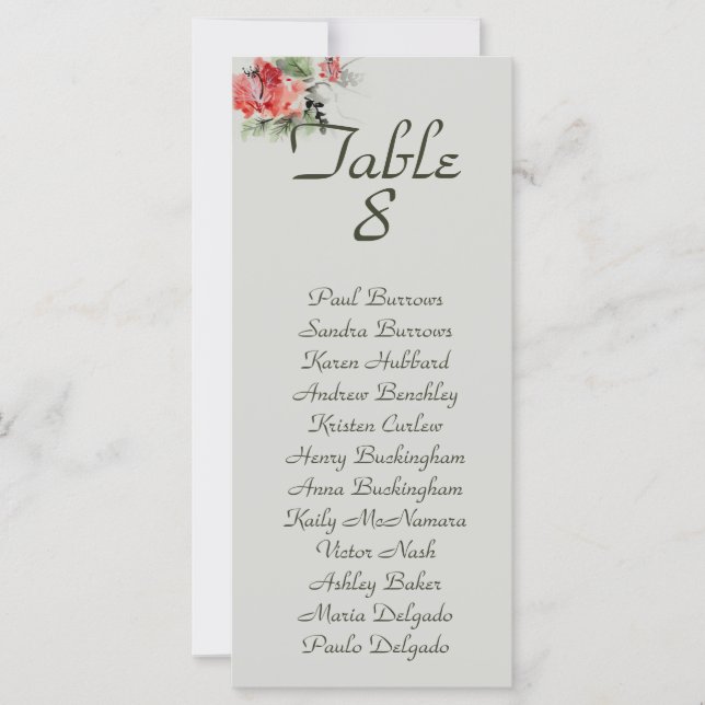 Oriental floral watercolor wedding seating chart (Front)