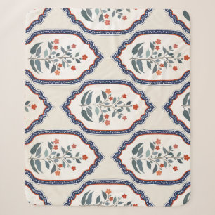 Oriental Flower Branches: Kalamkari Indian. Sherpa Blanket