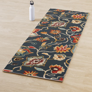 Oriental Flower Pattern Yoga Mat