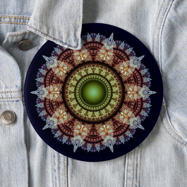 Oriental fractal splendid ornament 6 cm round badge (In Situ)