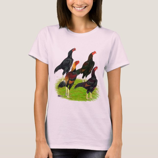 Oriental Game Fowl Quartet T-Shirt (Front)
