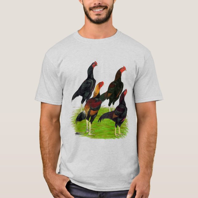 Oriental Game Fowl Quartet T-Shirt (Front)