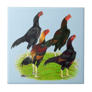 Oriental Game Fowl Quartet Tile