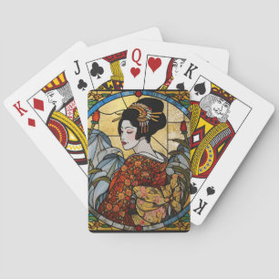 Oriental Geisha Stained Glass Playing Cards