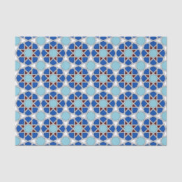 Oriental geometric Moroccan pattern in blue Tissue Paper