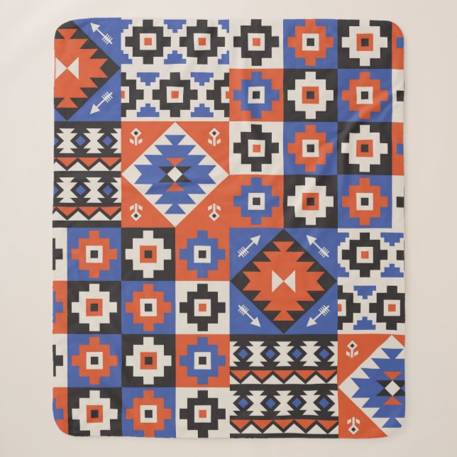 Oriental geometric seamless pattern. Ethnic design Sherpa Blanket (Front)