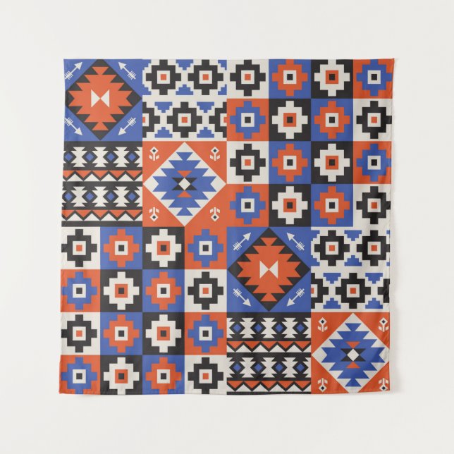 Oriental geometric seamless pattern. Ethnic design Tapestry (Front)