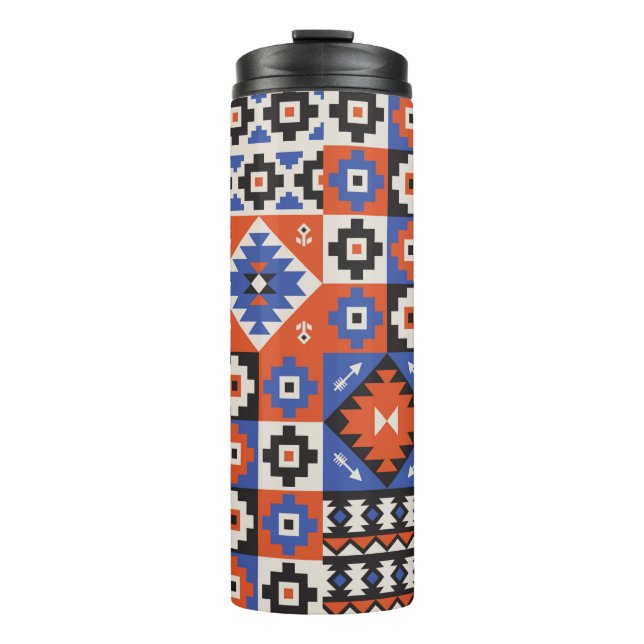 Oriental geometric seamless pattern. Ethnic design Thermal Tumbler (Front)