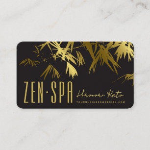 Oriental Gold And Black Bamboo Leaves Stylish Zen Business Card