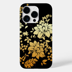 Oriental Golden Flowers on Black Case-Mate iPhone 14 Pro Case