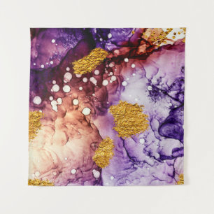 Oriental Golden Swirls Abstract Painting Tapestry