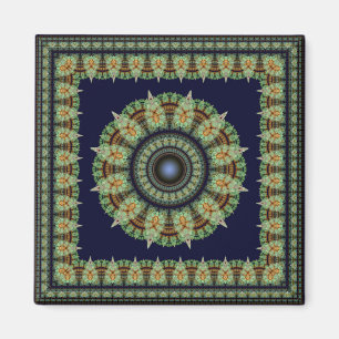 Oriental green framed ornament magnet