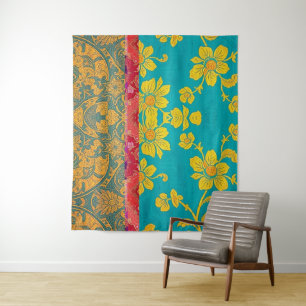 ORIENTAL Green Red Colourful - Tapestry